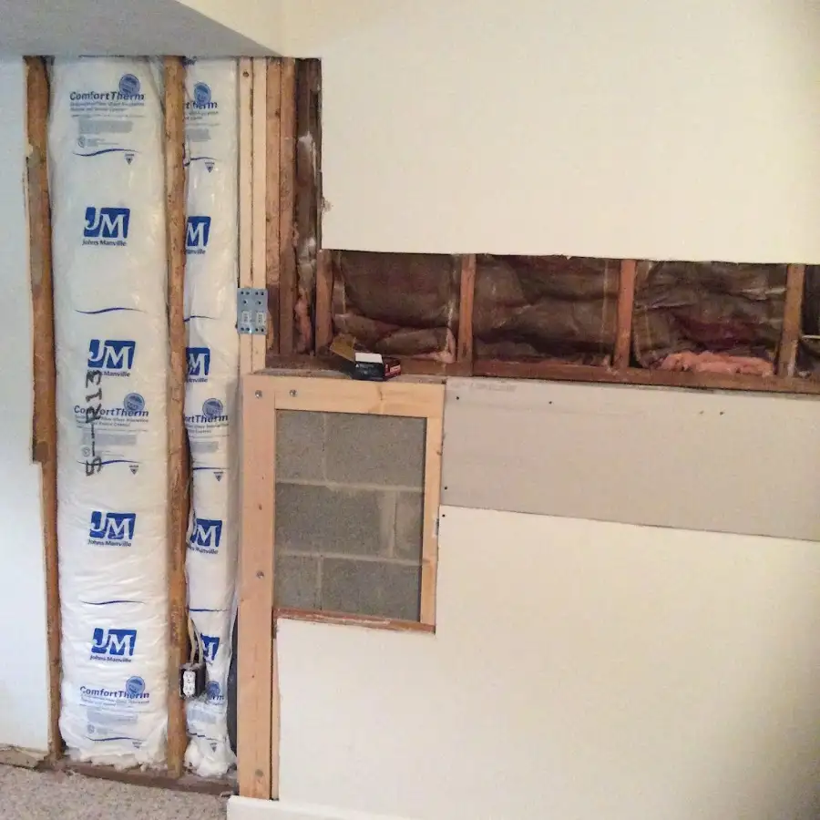 Wall insulation replacement during Basement Flood Cleanup in Belmont
